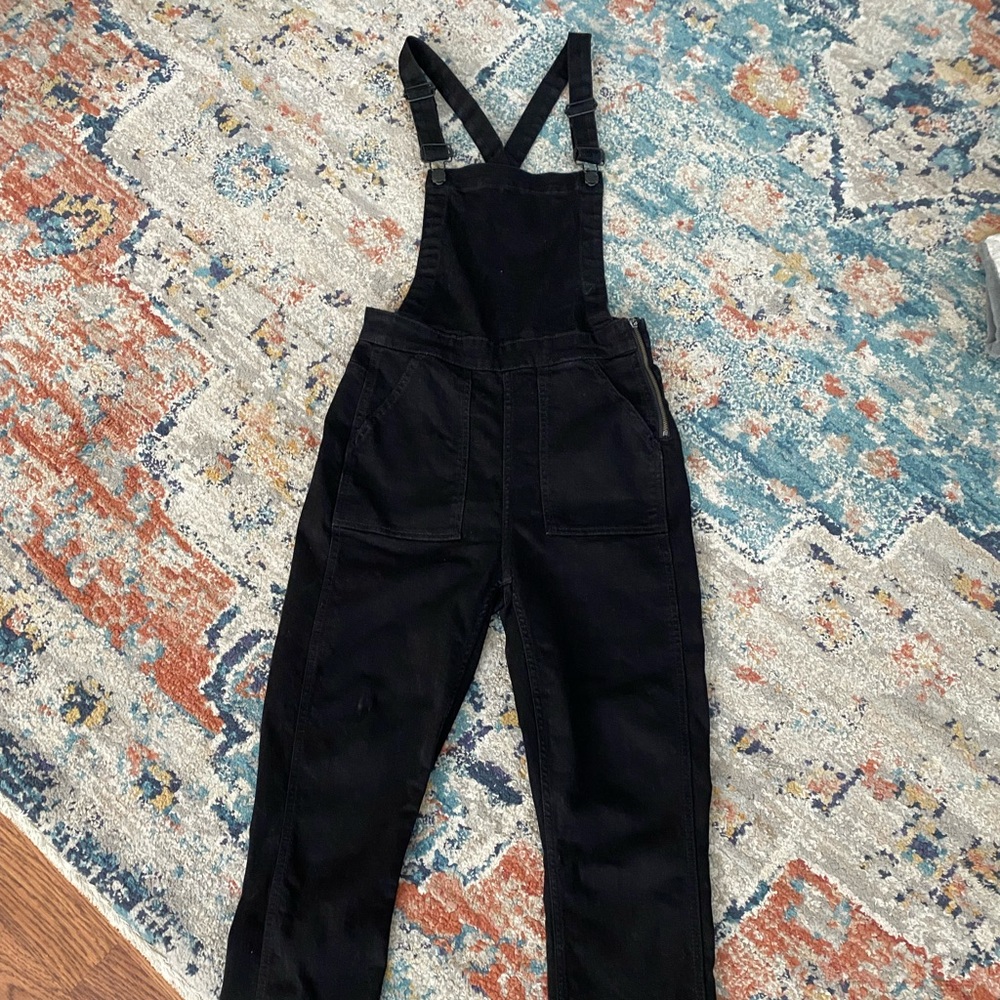 Madewell Skinny Black Frayed Overall